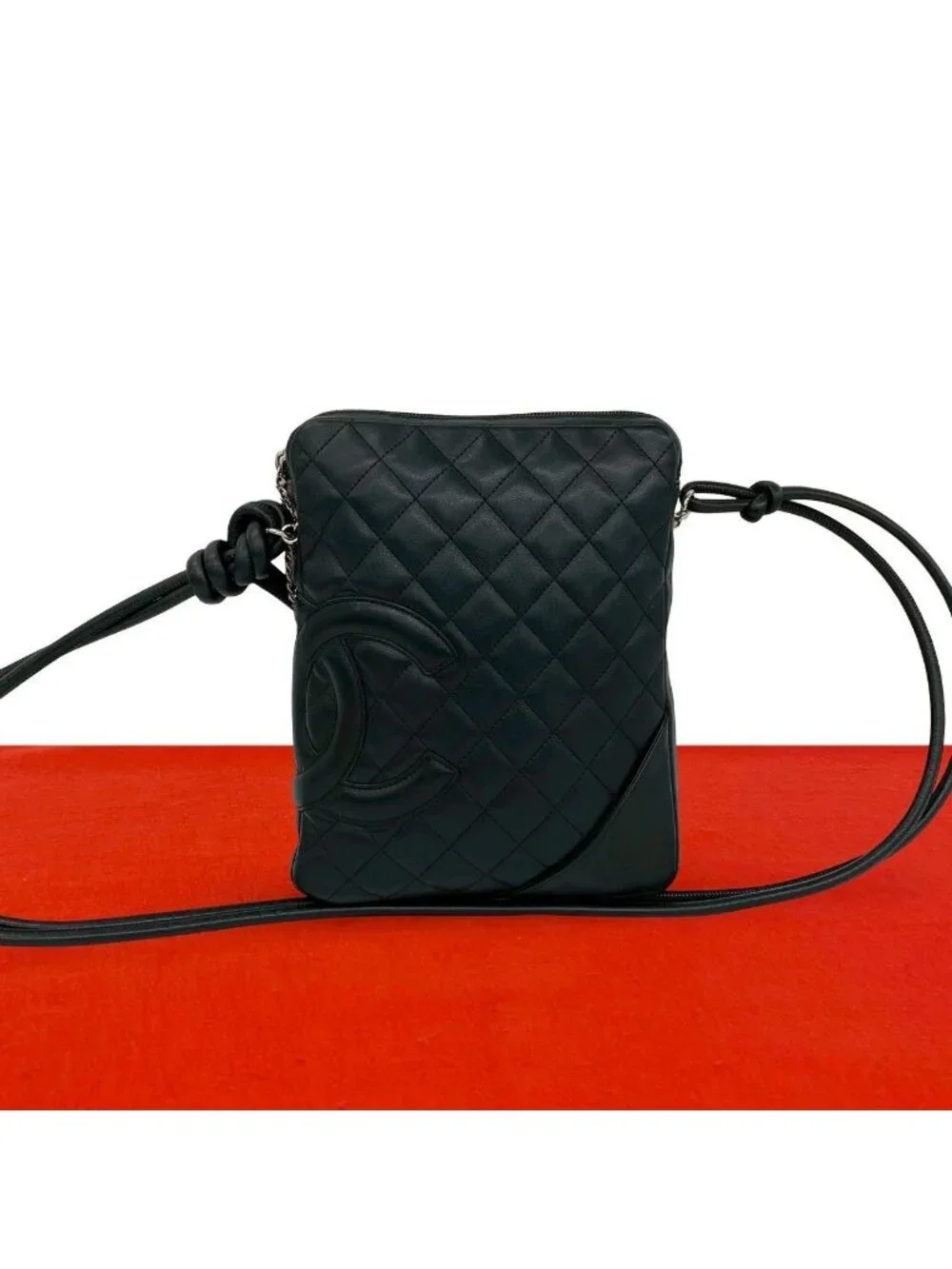 Chanel Vintage Cambon Line CC Logo Leather Mini Shoulder Bag Black